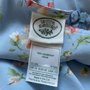 Vintage Blue Floral Laura Ashley Tie Back Dress